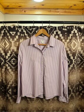 J Crew Womens Light Purple Striped Button Up Shirt, Size XL